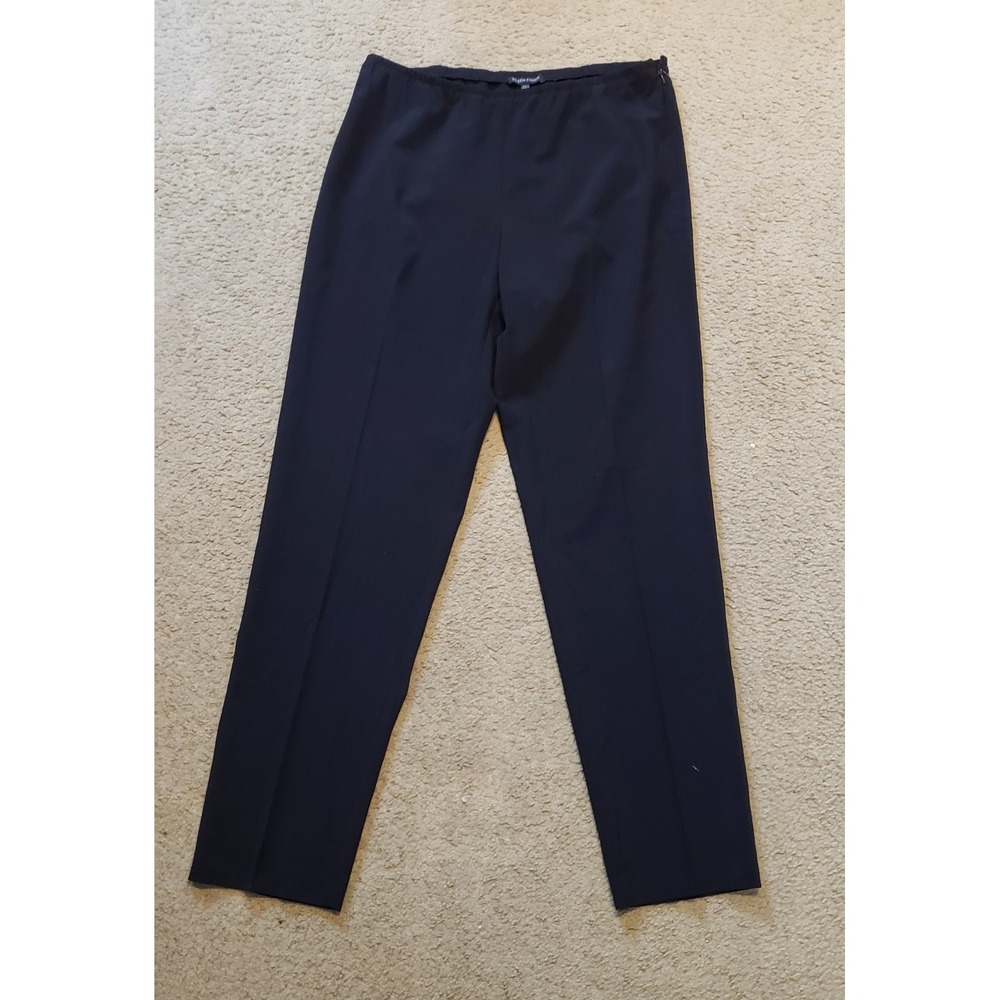 Eileen Fisher Black Italian Wool Blend Straight Leg Side Zip Pants M Office Wear